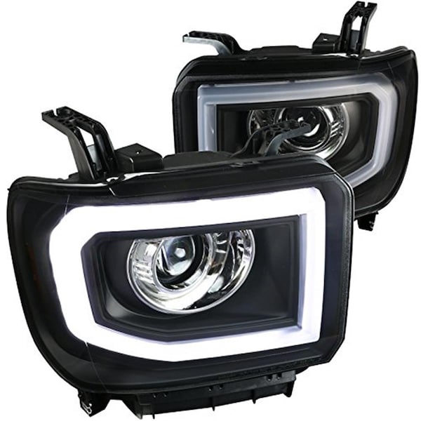 Overtime LED DRL Bar Projector Headlights for 2014-2015 GMC Sierra - Black OV2654370 - main